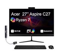 acer Ordinateur de bureau tout-en-un Aspire 27, écran IPS FHD de 27", AMD Ryzen 7 5825U (Ryzen 7 5000 Series), 8 Go DDR4, 512 Go SSD, Wi-Fi 6E, webcam, Bluetooth 5.3, Windows 11 Home, avec extenseur