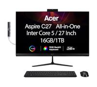 acer Ordinateur de bureau tout-en-un Aspire 27, écran IPS FHD de 27", AMD Ryzen 7 5825U (Ryzen 7 5000 Series), 16 Go DDR4, 1 To SSD, Wi-Fi 6E, webcam, Bluetooth 5.3, Windows 11 Pro, avec extenseur de