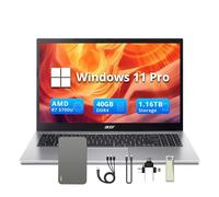 acer Ordinateur portable Aspire 3, écran FHD de 15,6", RAM 40 Go, stockage 1,16 To (SSD de 1 To et station d'accueil de 160 Go), AMD Ryzen 7 5700U, carte graphique AMD Radeon, argent, Win 11 Pro, pavé