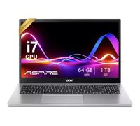 acer Ordinateur portable Aspire Premium 15,6" FHD avec clavier rétroéclairé | Intel Core i7-1255U jusqu'à 4,7 GHz | 64 Go de RAM - SSD PCIe de 1 To | Wi-Fi 6 | Iris Xe Graphics | Webcam | Élégant et