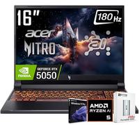 acer Ordinateur portable de jeu Nitro V 16 AI, écran WUXGA IPS180Hz, AMD Ryzen 5 240, NVIDIA GeForce RTX 5050 8 Go GDDR7, 32 Go DDR5, 1 To Gen4 SSD, WiFi 6E, RGB rétroéclairé KB, Win11 PRO, W/256 Go