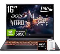 acer Ordinateur portable de jeu Nitro V 16 AI, écran WUXGA IPS180Hz, AMD Ryzen 5 240, NVIDIA GeForce RTX 5050 8 Go GDDR7, 32 Go DDR5, 1 To Gen4 SSD, WiFi 6E, RGB rétroéclairé KB, Win11 Home, W/256 Go
