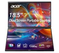 Acer Double Écran Portable Pliable Grand Format PD3 PD193QE I 18.5 Pouces I 2X Full HD 1920 x 1080 I 100Hz I 4 ms I 250 CD/m² I 1xHDMI(1.4) 2xUSB-C(15W) I Noir I PSERIES 16