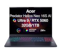 acer Predator Helios Neo 16 AI Ordinateur portable de jeu | 16 po WQXGA 240 Hz | Intel Core Ultra 9 275HX | NVIDIA GeForce RTX 5060 | 32 Go | 1 To | Win 11