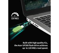 Acer UP300 USB 3.2 Gen 1 Flash Drive-Read Speed up to 120MB/s-256GB Green