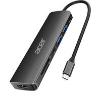 Acer USB C Hub, 7 en 1 USB C vers HDMI Splitter, 2 USB 3.1 GEN1 et Port de Données Type-C 5Gbps, Port HDMI 4K, Chargement PD 100W, Lecteur de Carte SD, pour iPad Pro MacBook Pro (Noir)