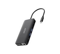 Acer USB Type-C Dongle 12-in-1 Black, Avec fil, USB 3.2 Gen 1 (3.1 Gen 1) Type-C, 100 W, 3,5 mm, 10,100,1000 Mbit/s, Noir HP.DSCAB.017