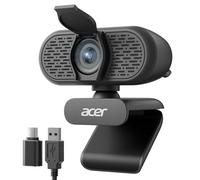 acer Webcam USB 1080p Plug and Play pour PC avec microphones à suppression du bruit, caméra d'ordinateur pour bureau, streaming, jeux en ligne, réunion en ligne, grand angle, couverture de