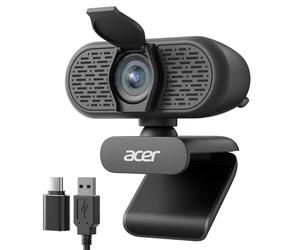 acer Webcam USB 1080p Plug and Play pour PC avec microphones à suppression du bruit, caméra d'ordinateur pour bureau, streaming, jeux en ligne, réunion en ligne, grand angle, couverture de