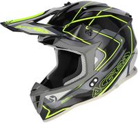 Acerbis Linear 2026 Casque de motocross, noir/gris/jaune fluo, Taille L (59/60)