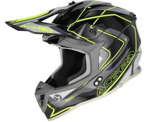 Acerbis Linear 2026 Casque de motocross, noir/gris/jaune fluo, Taille S (55/56)