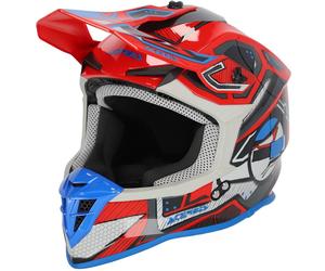 Acerbis Linear Graphic 2024 Casque de motocross, Rouge/Bleu, Taille XS (53/54)
