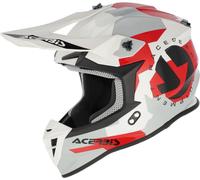 Acerbis Linear Graphic Casque de motocross, blanc/rouge/gris, Taille XXL (63/64)