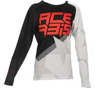 Acerbis MX J-Windy 1 Maillot de motocross pour enfants, Blanc/Noir, Taille L