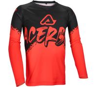 Acerbis MX Linear Graphic Maillot de motocross jeunesse, noir-rouge, taille XS