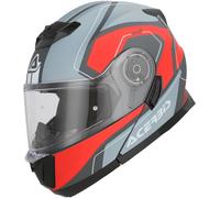 Acerbis Serel, casque rabattable M Mat Gris/Gris Clair/Rouge/Blanc Mat Gris/Gris Clair/Rouge/Blanc