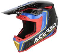 Acerbis Whoops Logo Casque de motocross, Noir/Bleu/Rouge/Or/Blanc, Taille M (57/58)