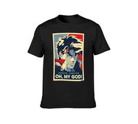 ACERODEOSK Men's T-Shirt Feel Soft JoJo Bizarre Adventure Vintage Joestar Joseph Oh My God Letter Short Sleeves Black XXL