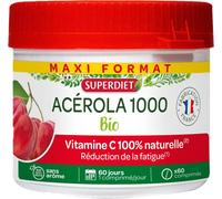 Super Diet - Acérola 1000 Bio - vitamine C haute concentration - 60 comprimés à croquer