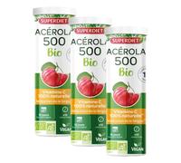 Acérola 500 BIO - Concentration Vitamine C naturelle-Fatigue-Comprimés (Lot de 3)