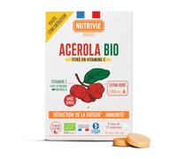 Acérola Bio 1400 mg - Vitamine C Naturelle - Fatigue & Immunité - 24 Comprimés à Croquer Goût Cerise - Fabriqué en France - Nutrivie