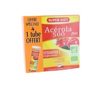 Super Diet Complément alimentaire Acérola Bio 500 Vitamine C - 24 comprimés + 1 tube offert