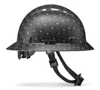 ACERPAL Casque de sécurité ventilé à large bord, casque de sécurité OSHA, suspension à cliquet réglable à 6 points, design en fibre de carbone gris nid d'abeille