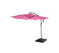 Acerra, parasol 3m inclinable polyester/acier 11kg rose avec support
