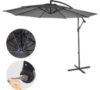 Parasol Déporté Acerra, Protection Contre Le Soleil, Ø 3m Inclinable, Polyester/Acier 11kg Gris Sans Socle Gris