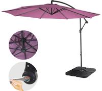 Acerra, Parasol, Protection Solaire, Ø 3m Inclinable, Polyester/Acier 11kg Lavande Avec Support Violet