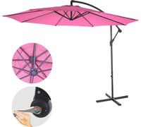 Parasol Acerra, Parasol Parasol, Ø 3m Inclinable, Polyester/Acier 11kg Rose Sans Socle Rose