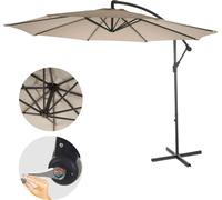 Parasol Acerra, Parasol Parasol, Ø 3m Inclinable, Polyester/Acier 11kg Sable-Beige Sans Socle Gris