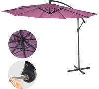 Acerra, parasol, protection solaire, Ø 3m inclinable, polyester/acier 11kg ~ lavande-rouge sans support