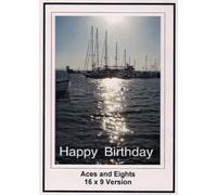 Aces and Eights: 16x9 Widescreen TV.: Greeting card: Happy Birthday