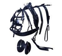 Aces Equine Harnais de conduite en nylon pour chariot de cheval Noir Taille complète, Cob, Pony (Mini Shetland)