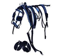 Aces Equine Harnais de conduite en nylon pour chariot Noir/bleu (Shetland)