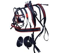 Aces Equine Harnais de conduite en nylon pour charrette tirée par un cheval en noir et rouge Taille cheval/cob/poney (Shetland)