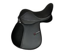 Aces Equine Selle synthétique à usage général avec siège en daim large pour D-D 22,9 cm Noir Taille 14,15,16,17,18 (17)