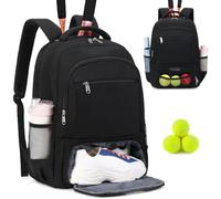 ACESAK Sac à Dos de Tennis pour Homme et Femme - Sac de Tennis pouvant contenir 2 Raquettes, Badminton, Squash, balles de Pickleball, Noir, L