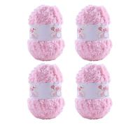 ACESOME Lot de 4 pelotes de fil en peluche de 50 g avec franges, en fourrure synthétique, moelleux, à franges, super doux, pour crochet, tricot, en microfibre, rose pâle