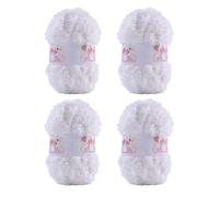 ACESOME Lot de 4 pelotes de fil en peluche de 50 g avec franges, fil en fourrure synthétique moelleux, à franges, super doux, pour crochet, tricot, en microfibre, blanc