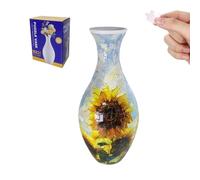ACESOME Vase de fleurs, puzzle 3D, en plastique, intégré, pour fleurs, kit de bricolage pour adultes, 160 pièces en plastique, à monter soi-même, 24 x 11 x 11 cm, tournesol