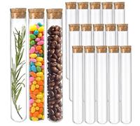 Acetiti 15 Pièces Tube à Essai avec Bouchon en Liège 30ml, 20x150mm Transparent Tube à Essai Éprouvette Petit flacon en verre pour Plante DIY Artisanat Epices Liquide Bonbons Mariage fête