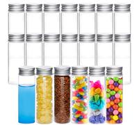 Acetiti 20 Pièces 50ml Tubes à Essai en Verre avec Bouchons à Vis, Bouteille Sensorielle Vide Eprouvette Transparent pour Fleurs, Tube à Essai pour Sels de Bain, Épices, Bonbons, Favoris de Mariage
