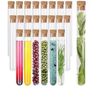 Acetiti 22 Pièces Tubes à Essai en Verre, 15x150mm Tube a Essai Transparent avec bouchons en liège, Bouteilles de stockage vides Pour le bricolage Liquides Plante Poudre Epices Bonbons Epice Perles