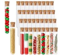 Acetiti 36 Pièces 10ml Tubes à Essai, Transparent Tube à Essai avec Bouchon en Liège 15x100mm, Mini Eprouvette pour Cadeaux Mariage Bonbons Épices Laboratoire Décoration de fête
