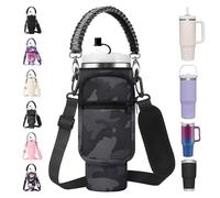 AceTreker Pochette isotherme pour bouteille d'eau avec sangle pour gobelet Stanley de 122/887 ml, sac de transport isotherme avec poignée en paracorde, poche pour téléphone et housse de paille - Pour