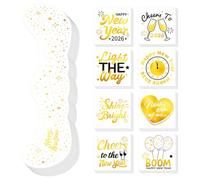 Acevegue Décoration du Nouvel An 2026 - Tatouage pour adulte - 40 feuilles - Paillettes - Visage Freckles Happy New Year 2026 - Tatouage pour enfants - Décoration du Nouvel An - Tatouage facial