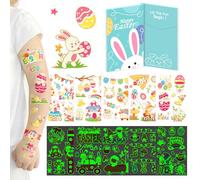 Acevegue Paques Tatouage Enfant, 15 Feuilles Cadeau Paques Lumineux Tatouage Ephemere Enfant, Lapin Oeufs de Paques Autocollant Jouet Fille Garcon Décorations de Pâques