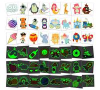 Acevegue Tatouage Enfant Garcon Fille, 50 Feuilles Tatouage Ephemere Enfant Tatouage Fluorescent Mixte Kit, Doux pour la Peau Imperméabilité Autocollant Petit Cadeau Anniversaire Enfants Invites
